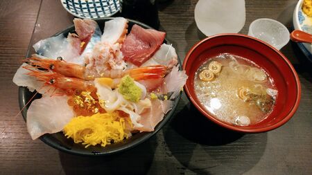 Kaisendon with miso soup.jpg