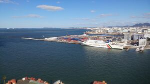 Hakata port international terminal from hakata port tower.jpg